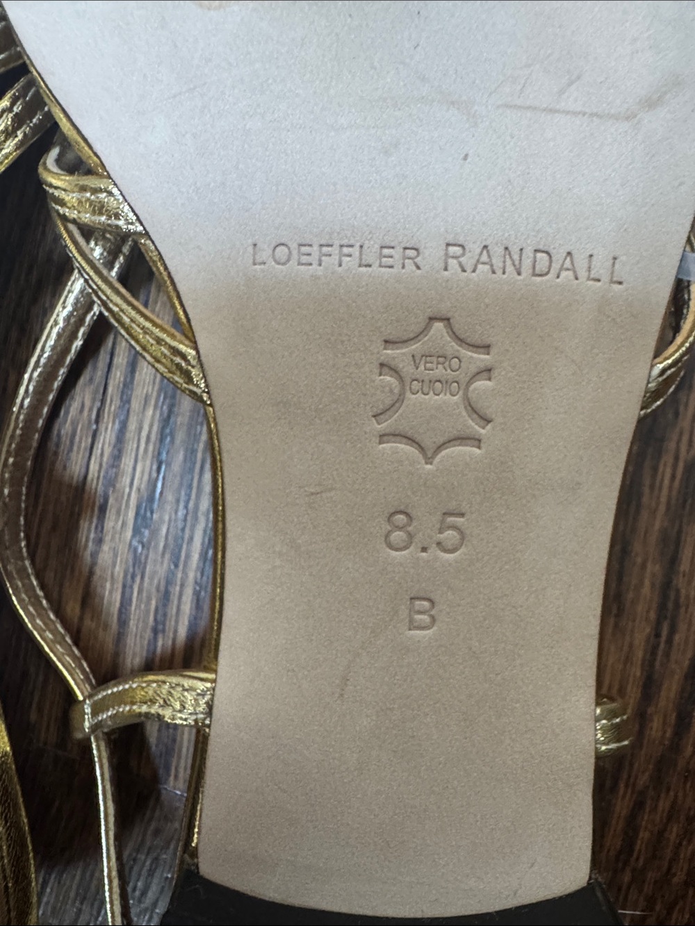 Loeffler Randall Devon Lattice Metallic Gold Slingback Sandals 8.5 Flats - Picture 6 of 7